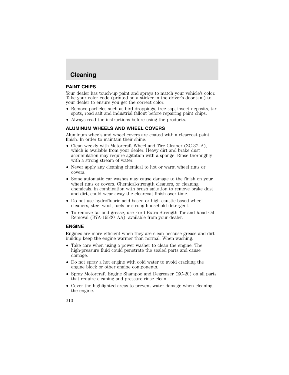 Cleaning | FORD 2003 F-550 v.2 User Manual | Page 210 / 280