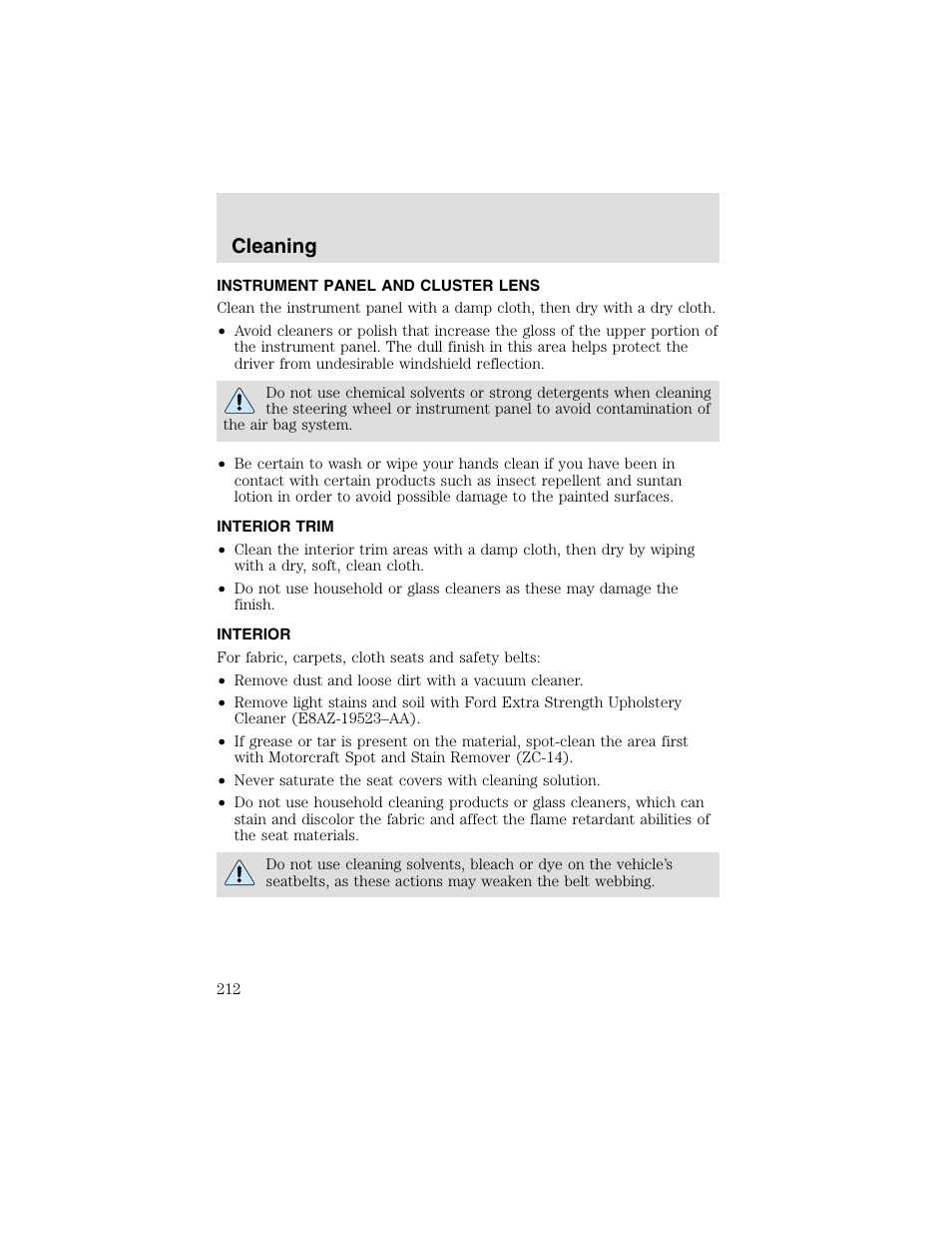 Cleaning | FORD 2003 F-550 v.2 User Manual | Page 212 / 280
