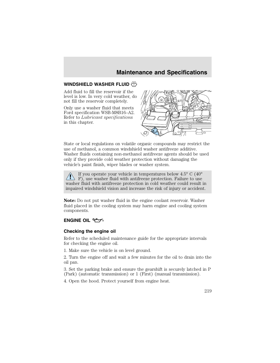 Maintenance and specifications | FORD 2003 F-550 v.2 User Manual | Page 219 / 280