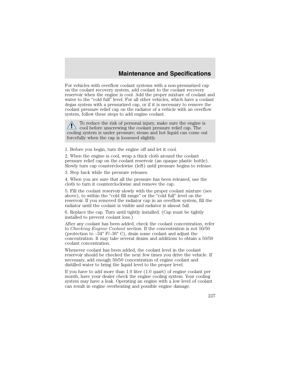 Maintenance and specifications | FORD 2003 F-550 v.2 User Manual | Page 227 / 280