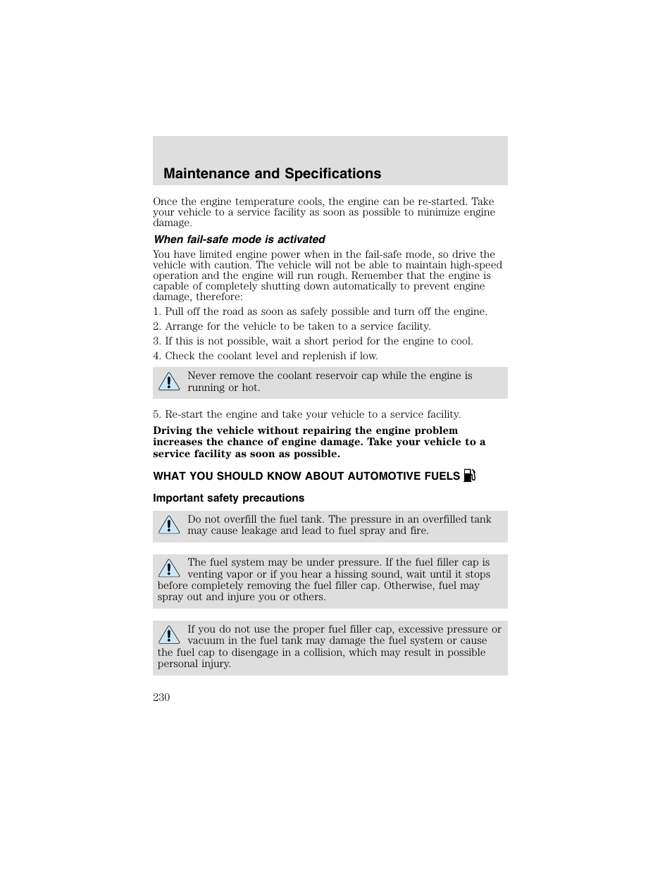 Maintenance and specifications | FORD 2003 F-550 v.2 User Manual | Page 230 / 280