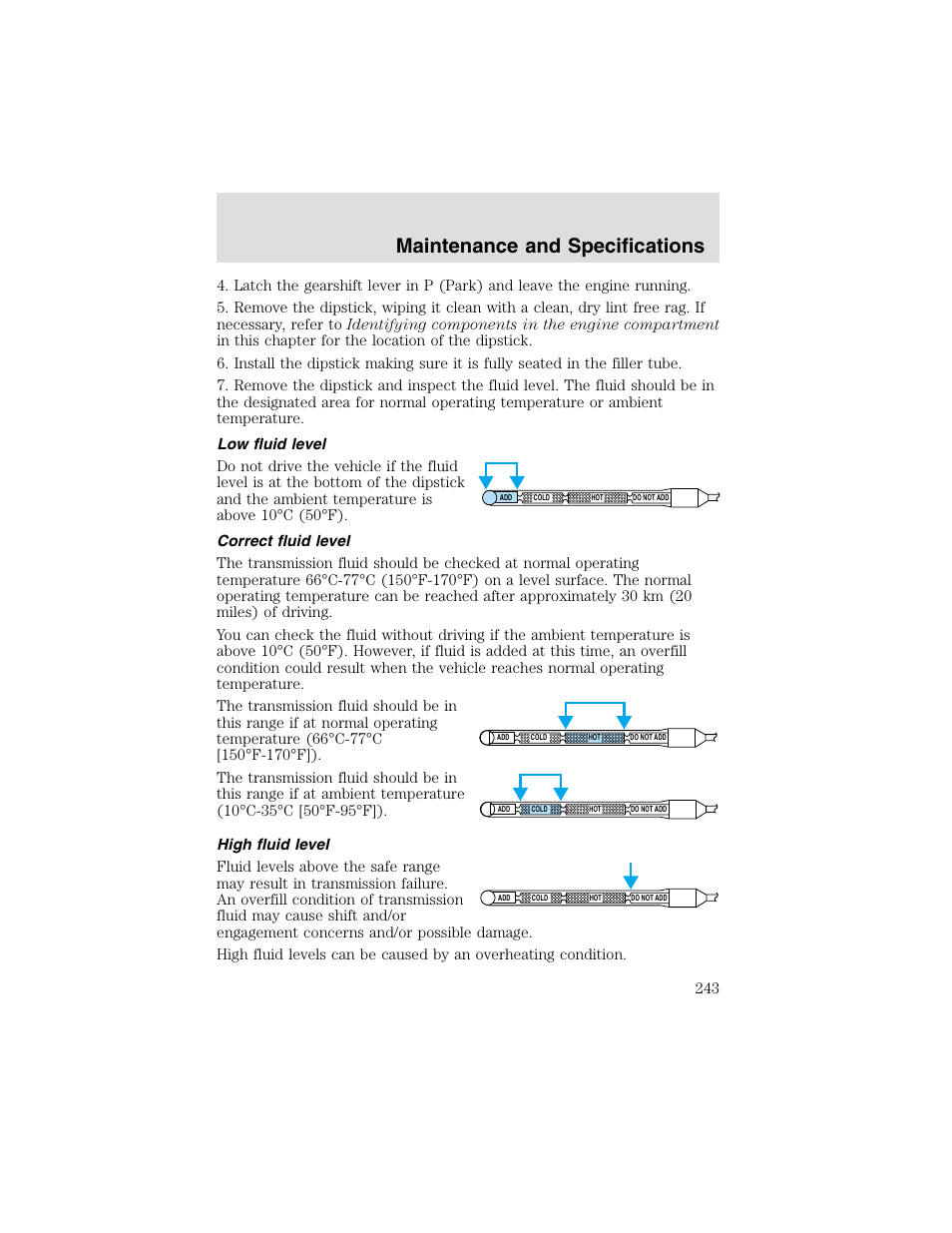 Maintenance and specifications | FORD 2003 F-550 v.2 User Manual | Page 243 / 280