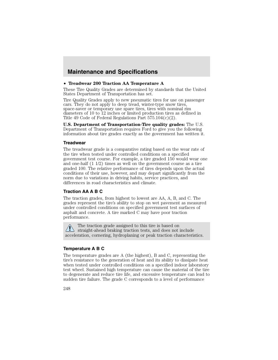 Maintenance and specifications | FORD 2003 F-550 v.2 User Manual | Page 248 / 280