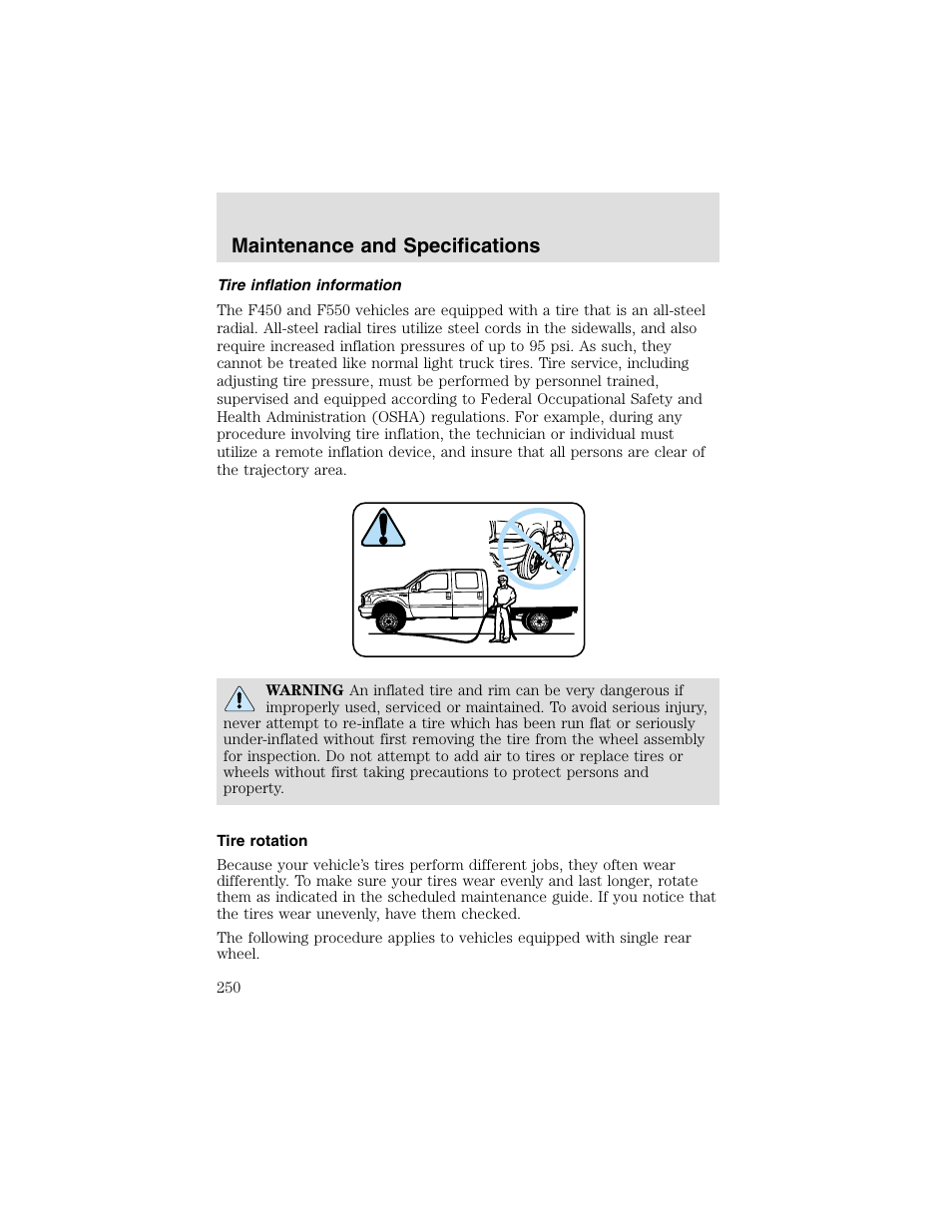 Maintenance and specifications | FORD 2003 F-550 v.2 User Manual | Page 250 / 280