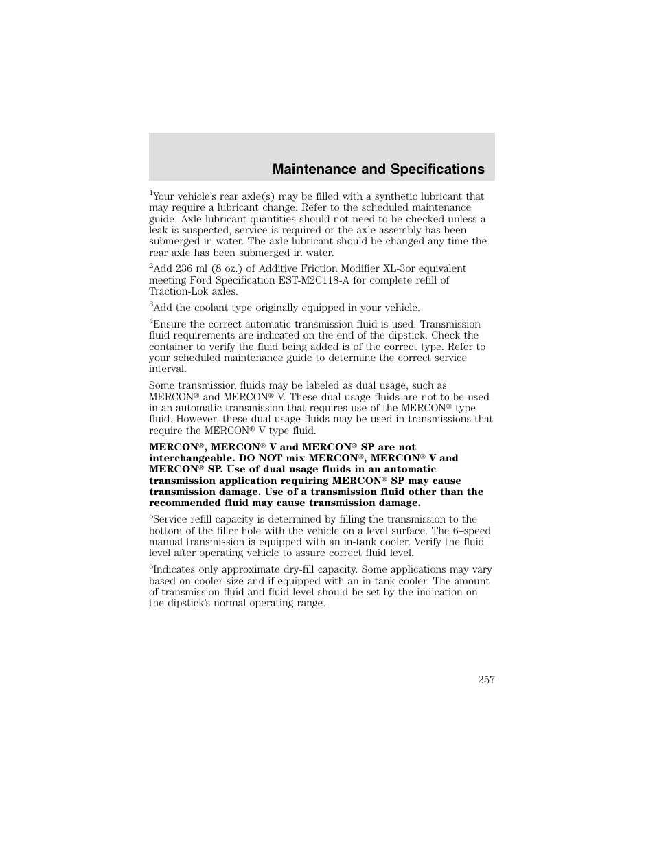 Maintenance and specifications | FORD 2003 F-550 v.2 User Manual | Page 257 / 280