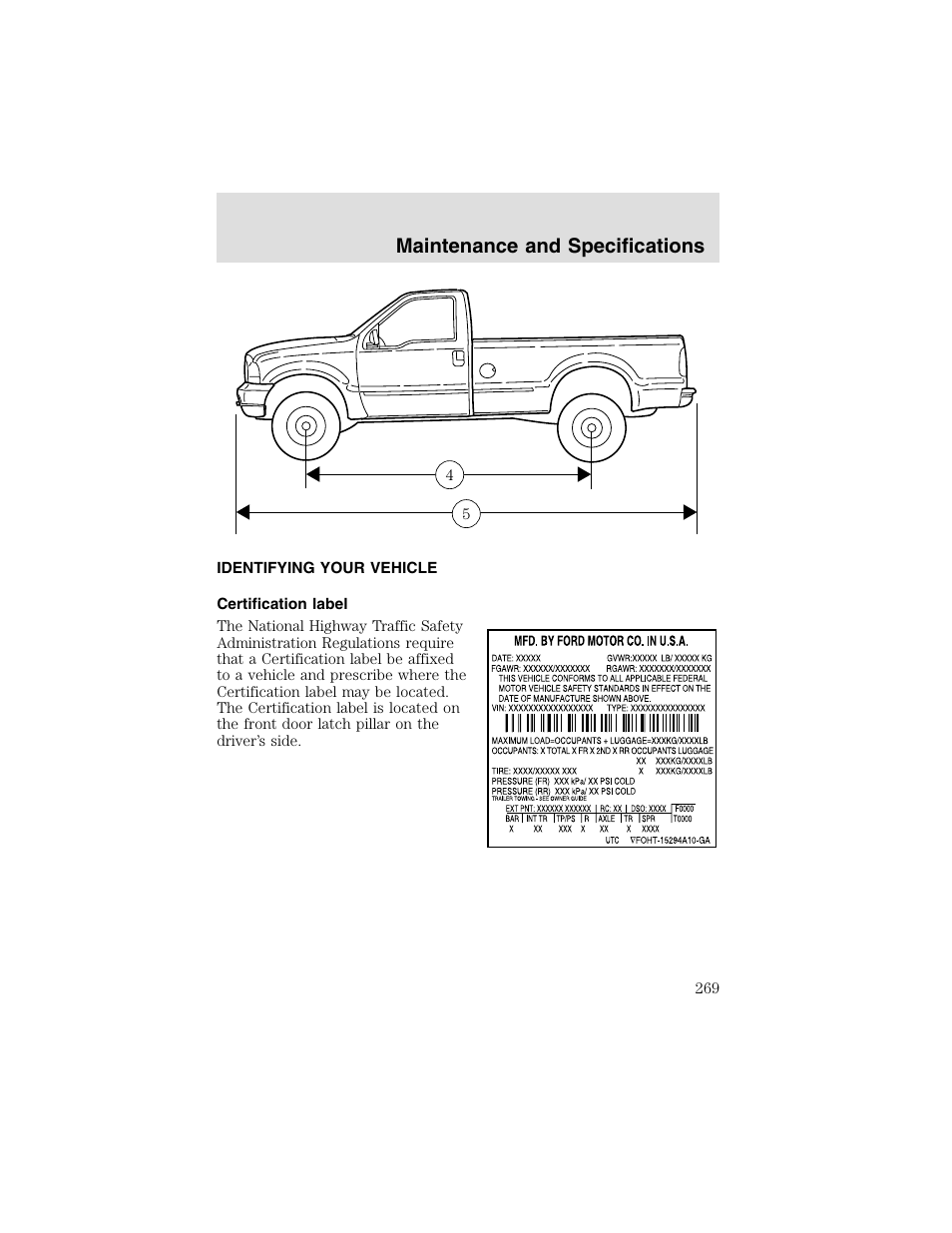 Maintenance and specifications | FORD 2003 F-550 v.2 User Manual | Page 269 / 280