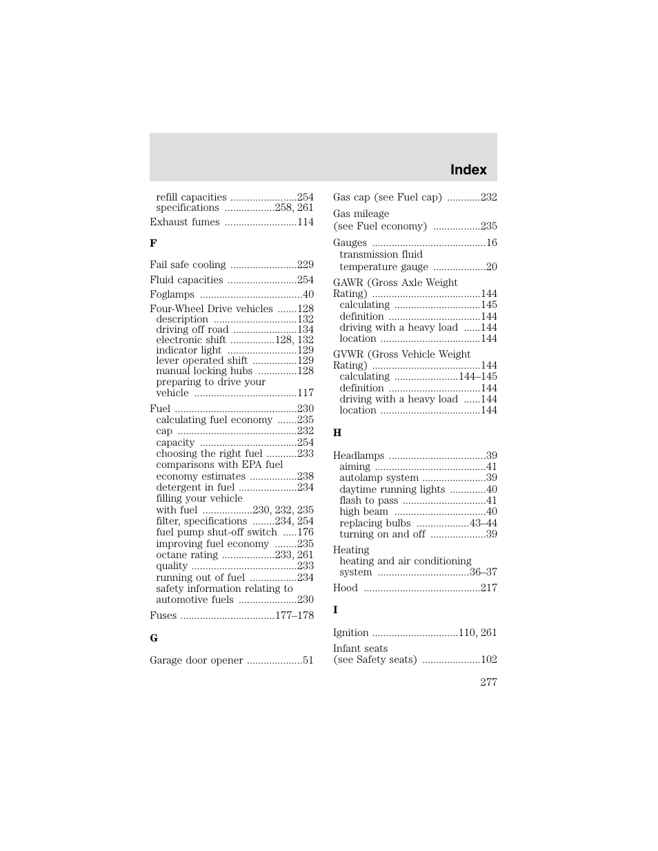 Index | FORD 2003 F-550 v.2 User Manual | Page 277 / 280