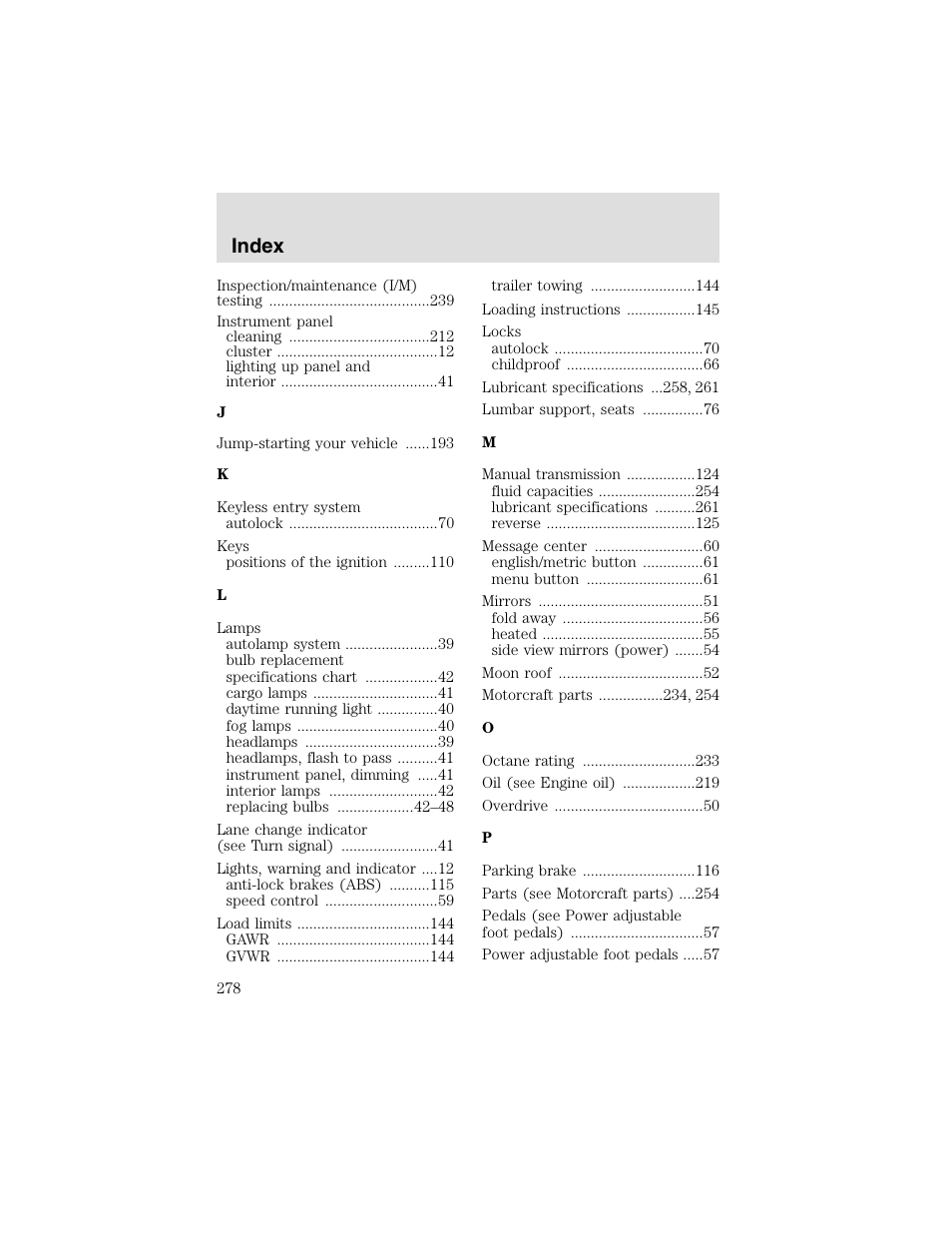 Index | FORD 2003 F-550 v.2 User Manual | Page 278 / 280