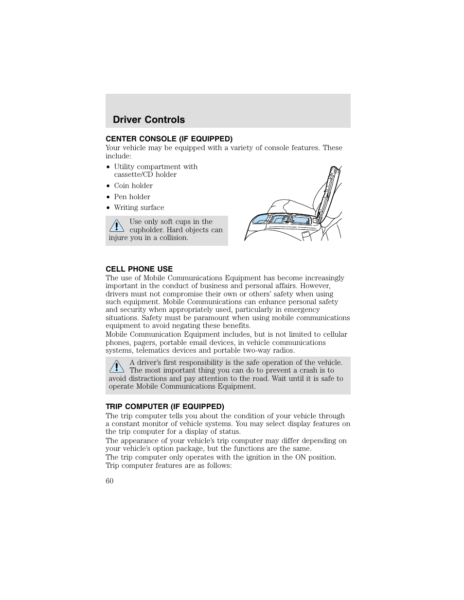 Driver controls | FORD 2003 F-550 v.2 User Manual | Page 60 / 280