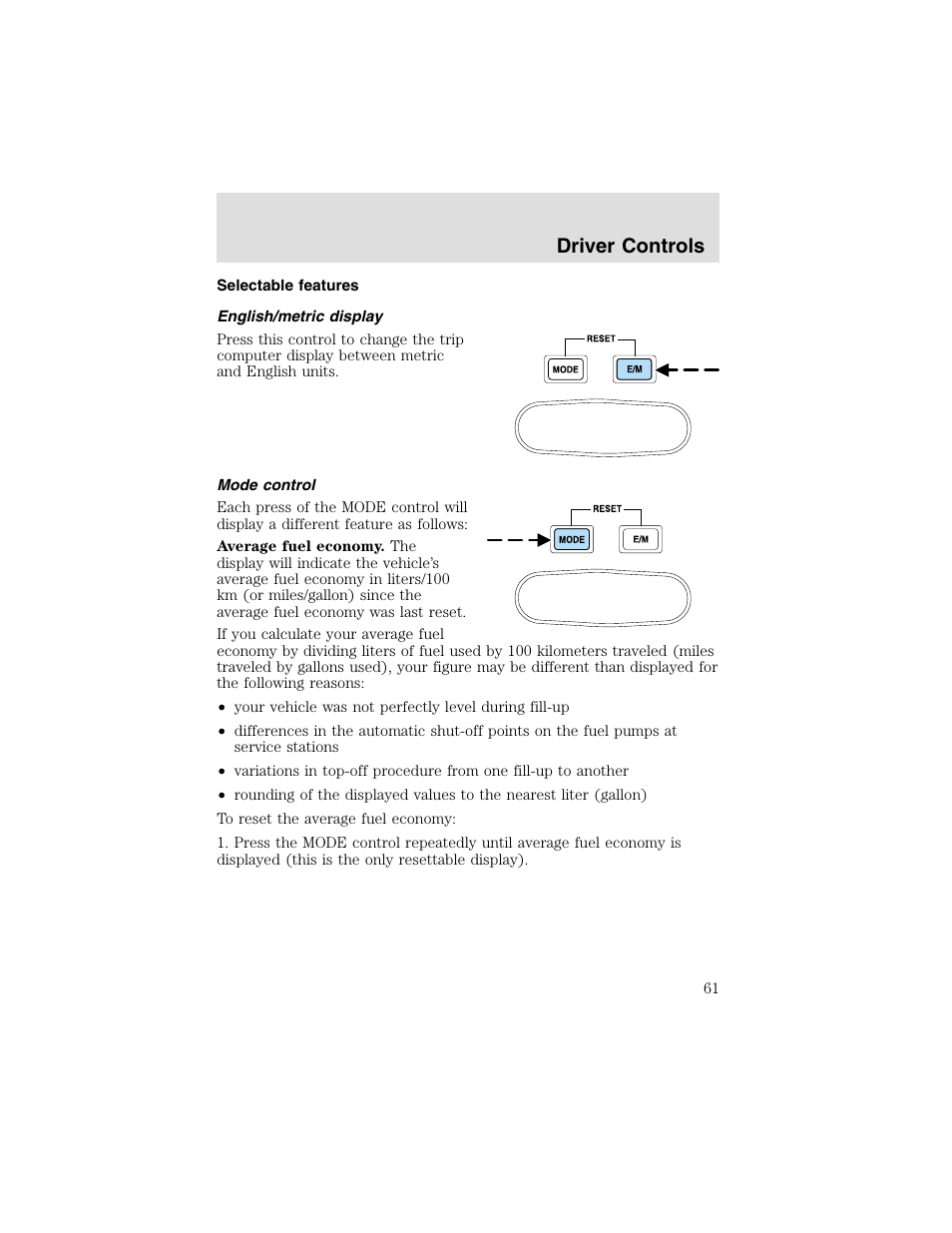 Driver controls | FORD 2003 F-550 v.2 User Manual | Page 61 / 280