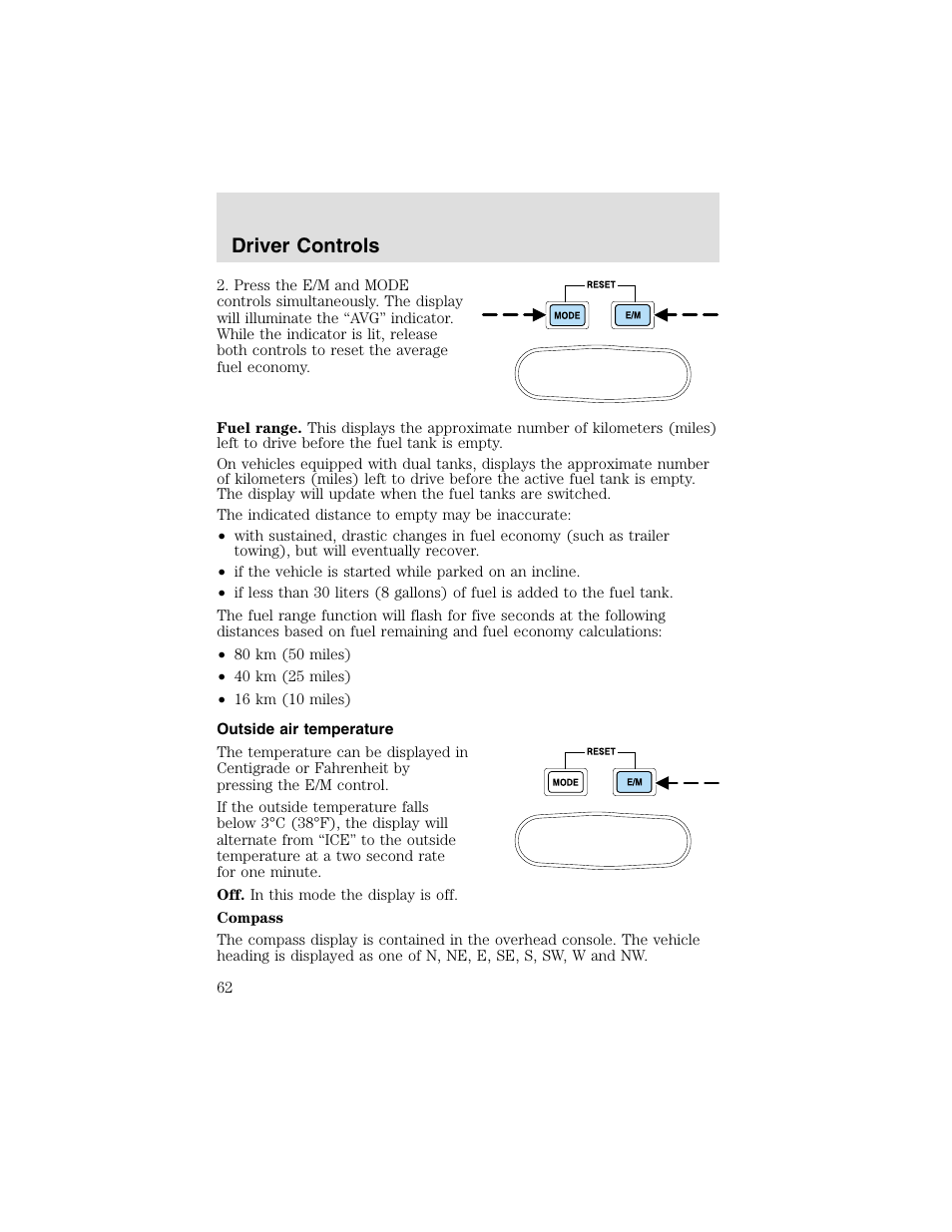 Driver controls | FORD 2003 F-550 v.2 User Manual | Page 62 / 280