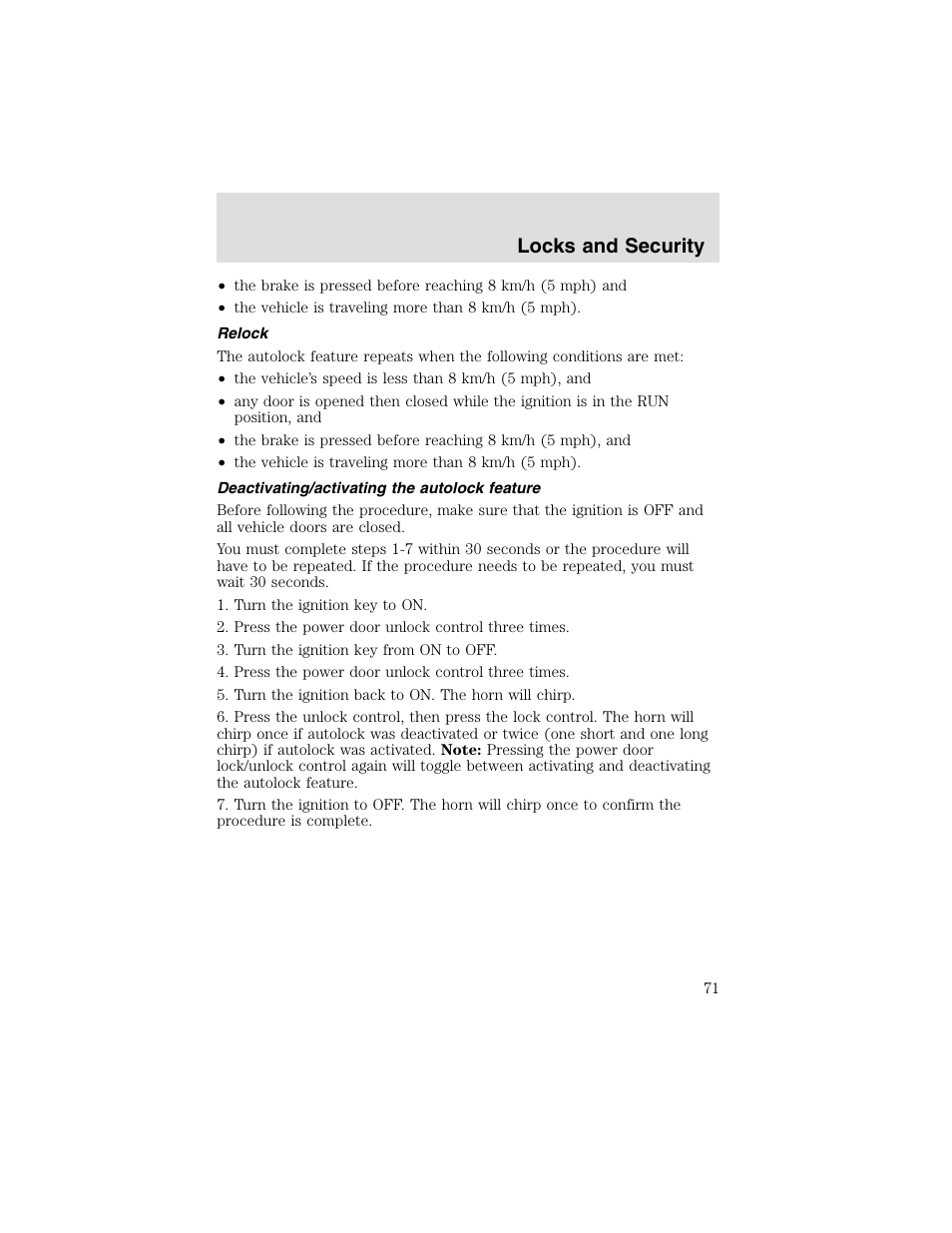 Locks and security | FORD 2003 F-550 v.2 User Manual | Page 71 / 280