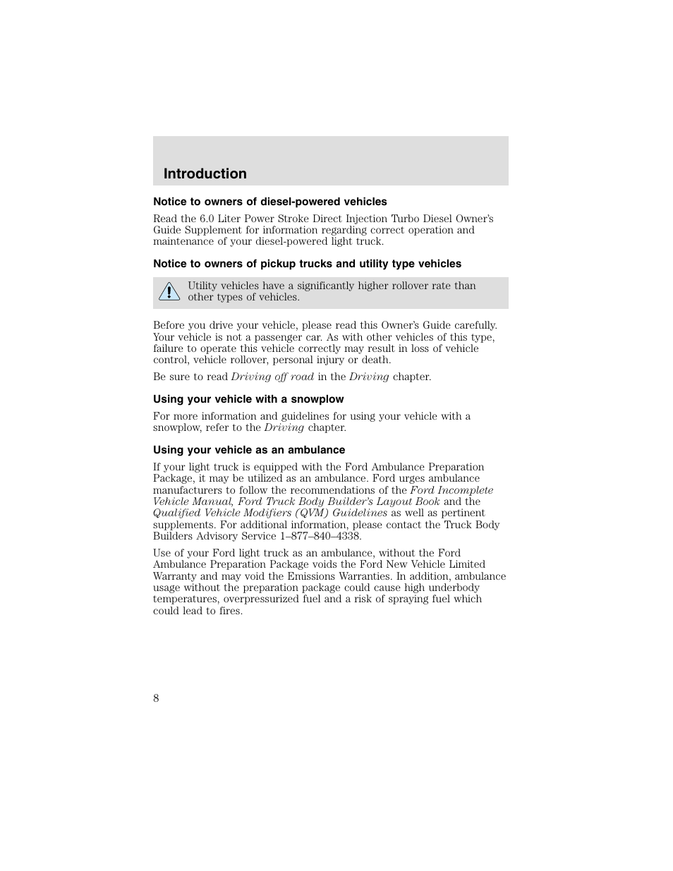 Introduction | FORD 2003 F-550 v.2 User Manual | Page 8 / 280