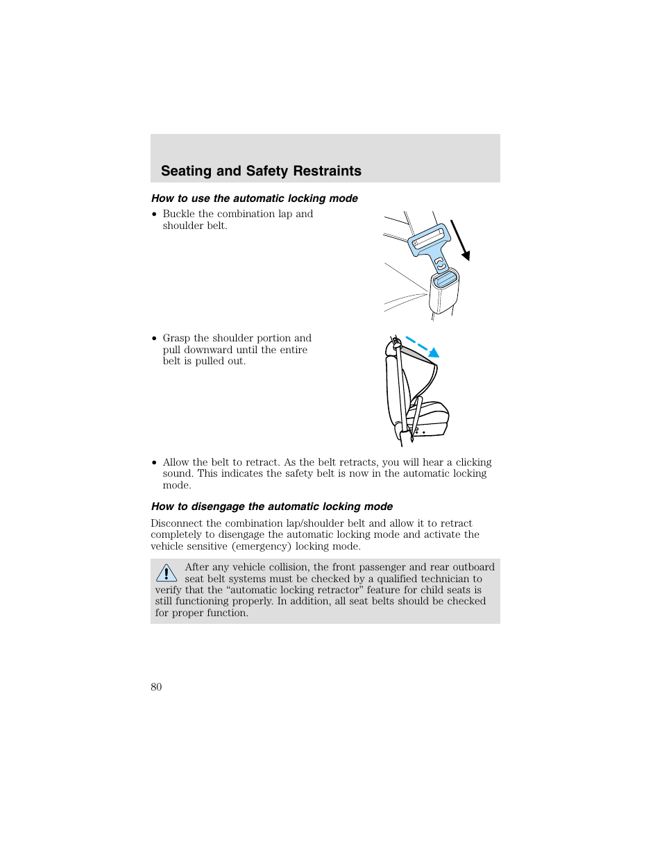 Seating and safety restraints | FORD 2003 F-550 v.2 User Manual | Page 80 / 280