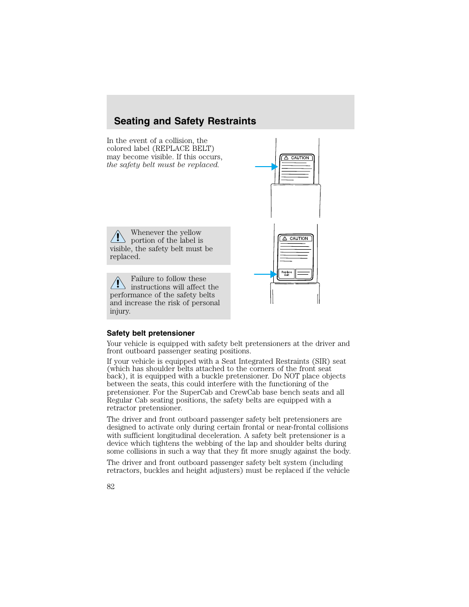 Seating and safety restraints | FORD 2003 F-550 v.2 User Manual | Page 82 / 280