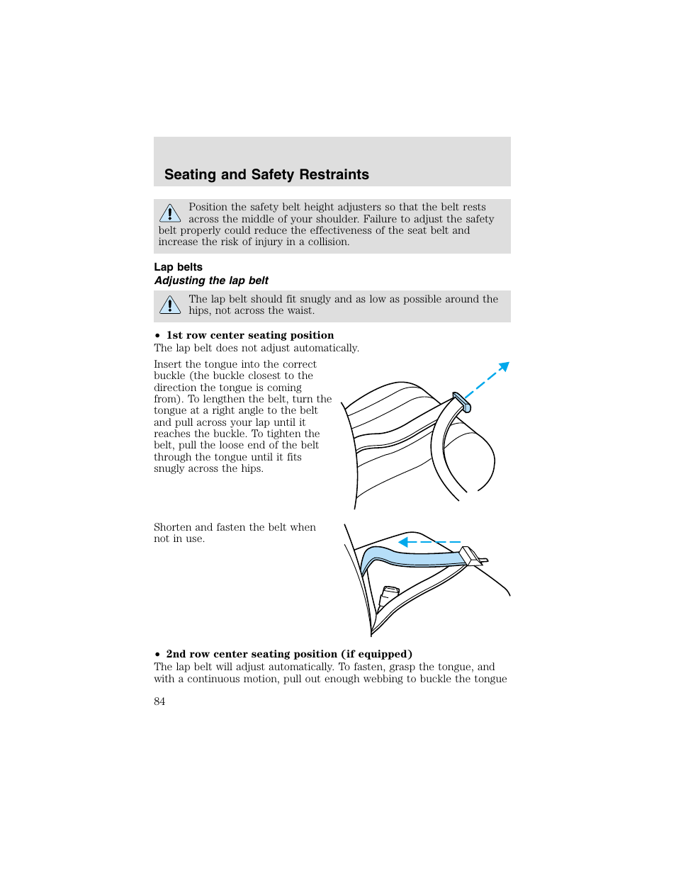 Seating and safety restraints | FORD 2003 F-550 v.2 User Manual | Page 84 / 280