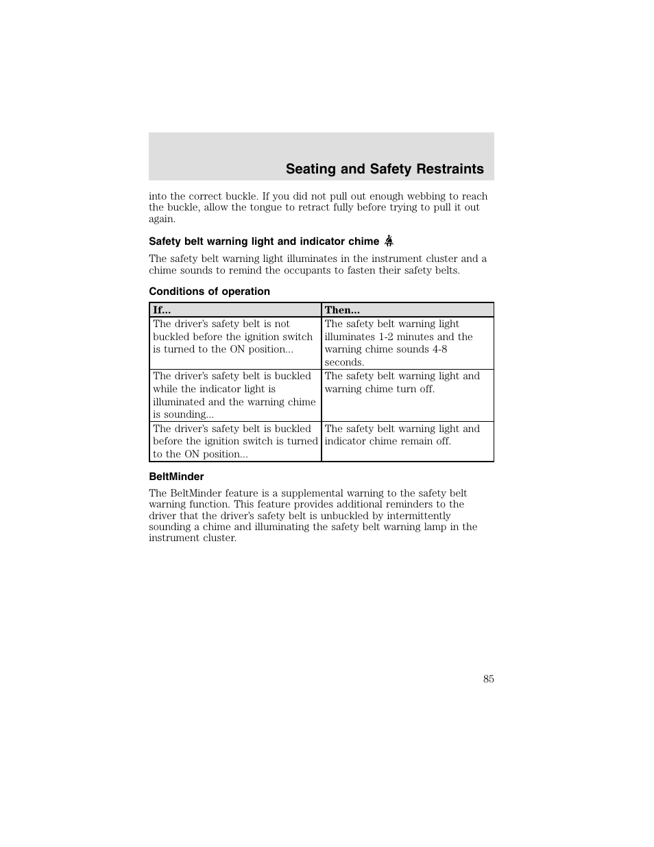 Seating and safety restraints | FORD 2003 F-550 v.2 User Manual | Page 85 / 280