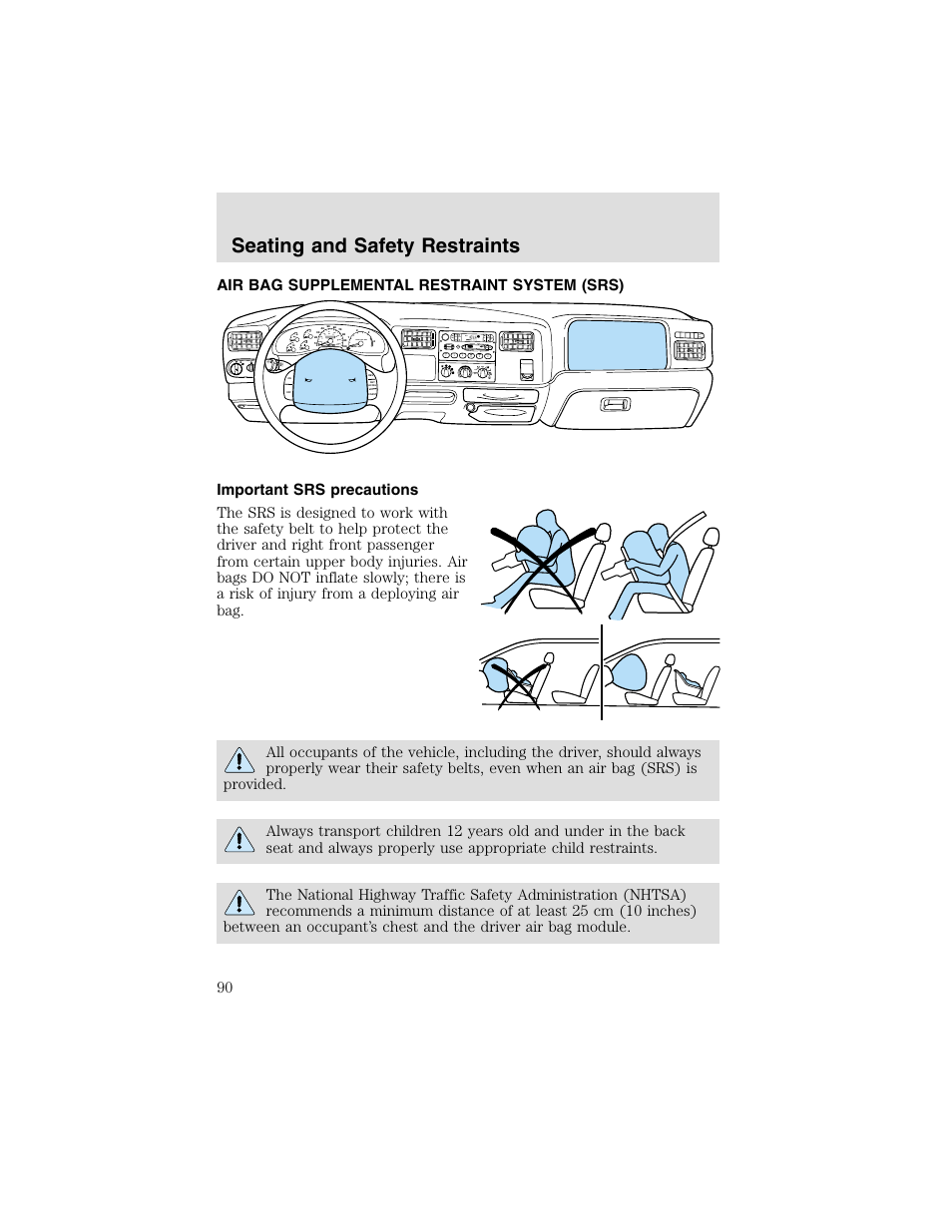 Seating and safety restraints, Dolby b nr, A/c max a/c off | FORD 2003 F-550 v.2 User Manual | Page 90 / 280