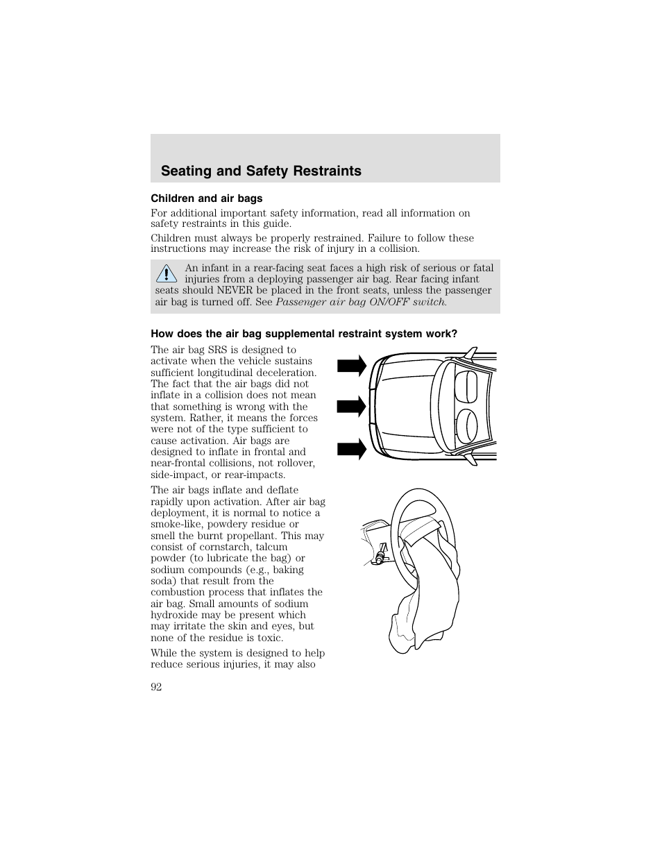 Seating and safety restraints | FORD 2003 F-550 v.2 User Manual | Page 92 / 280