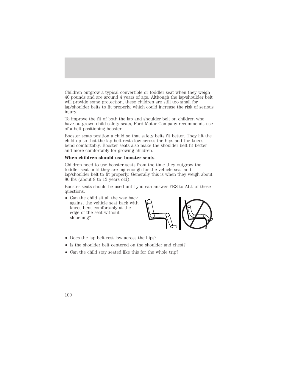 Seating and safety restraints | FORD 2003 F-550 v.3 User Manual | Page 100 / 280