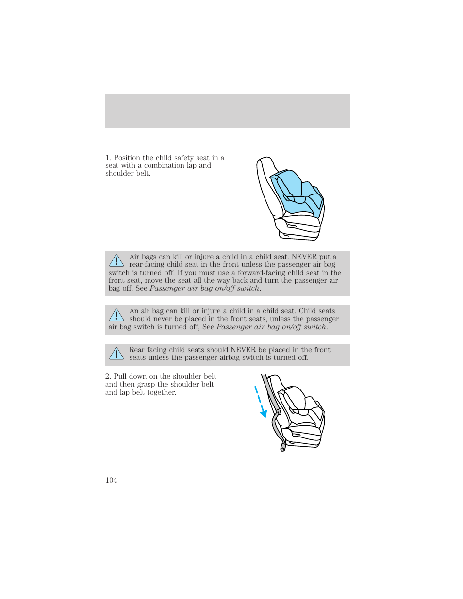 Seating and safety restraints | FORD 2003 F-550 v.3 User Manual | Page 104 / 280