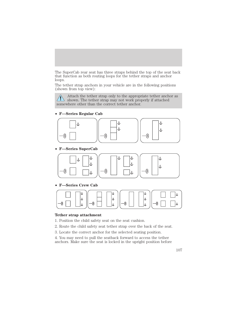 Seating and safety restraints | FORD 2003 F-550 v.3 User Manual | Page 107 / 280