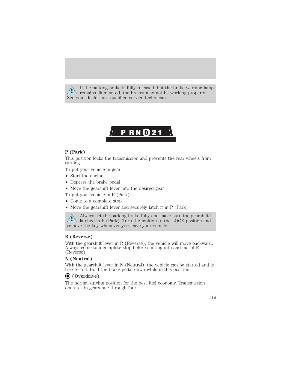 Driving | FORD 2003 F-550 v.3 User Manual | Page 119 / 280