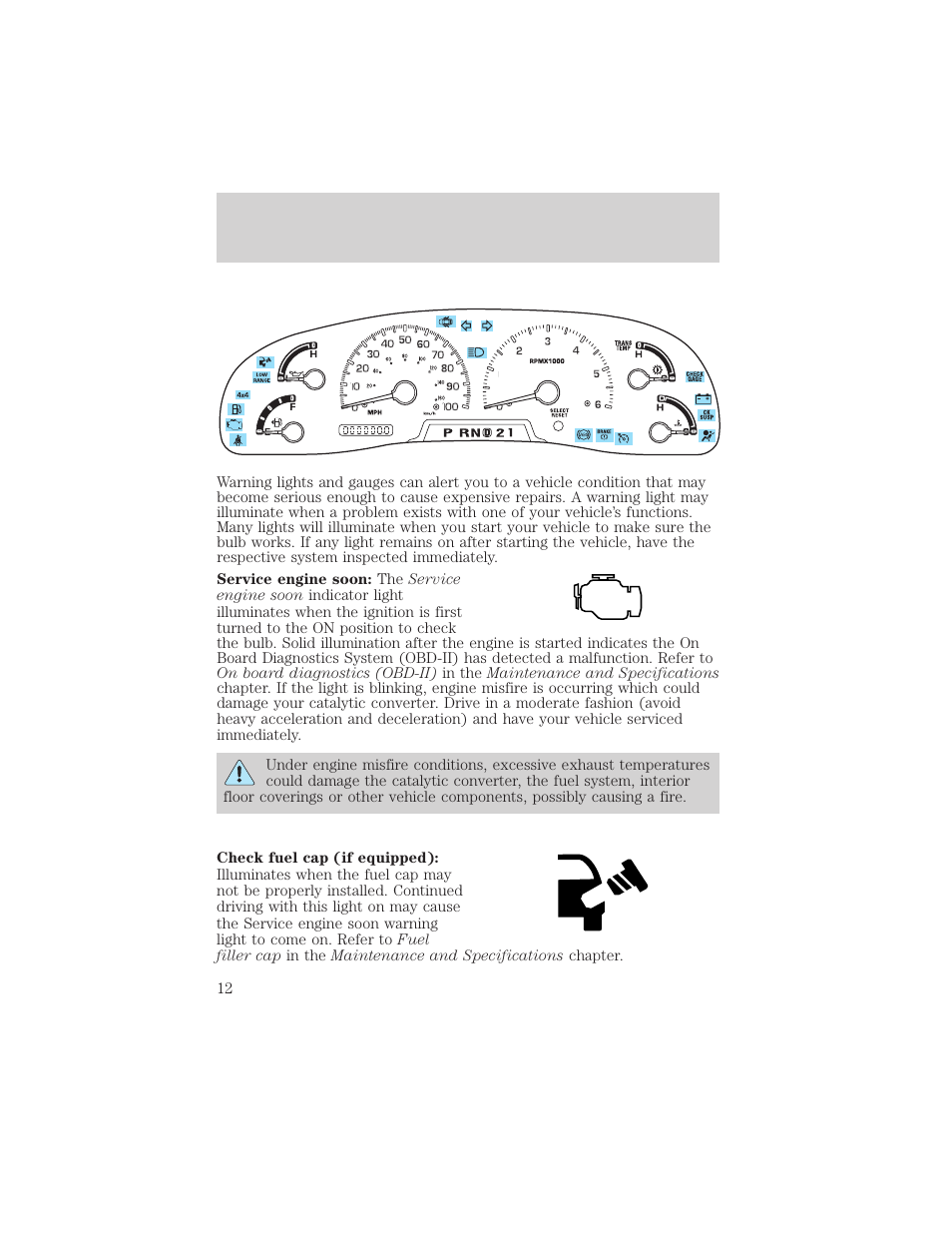 Instrument cluster | FORD 2003 F-550 v.3 User Manual | Page 12 / 280