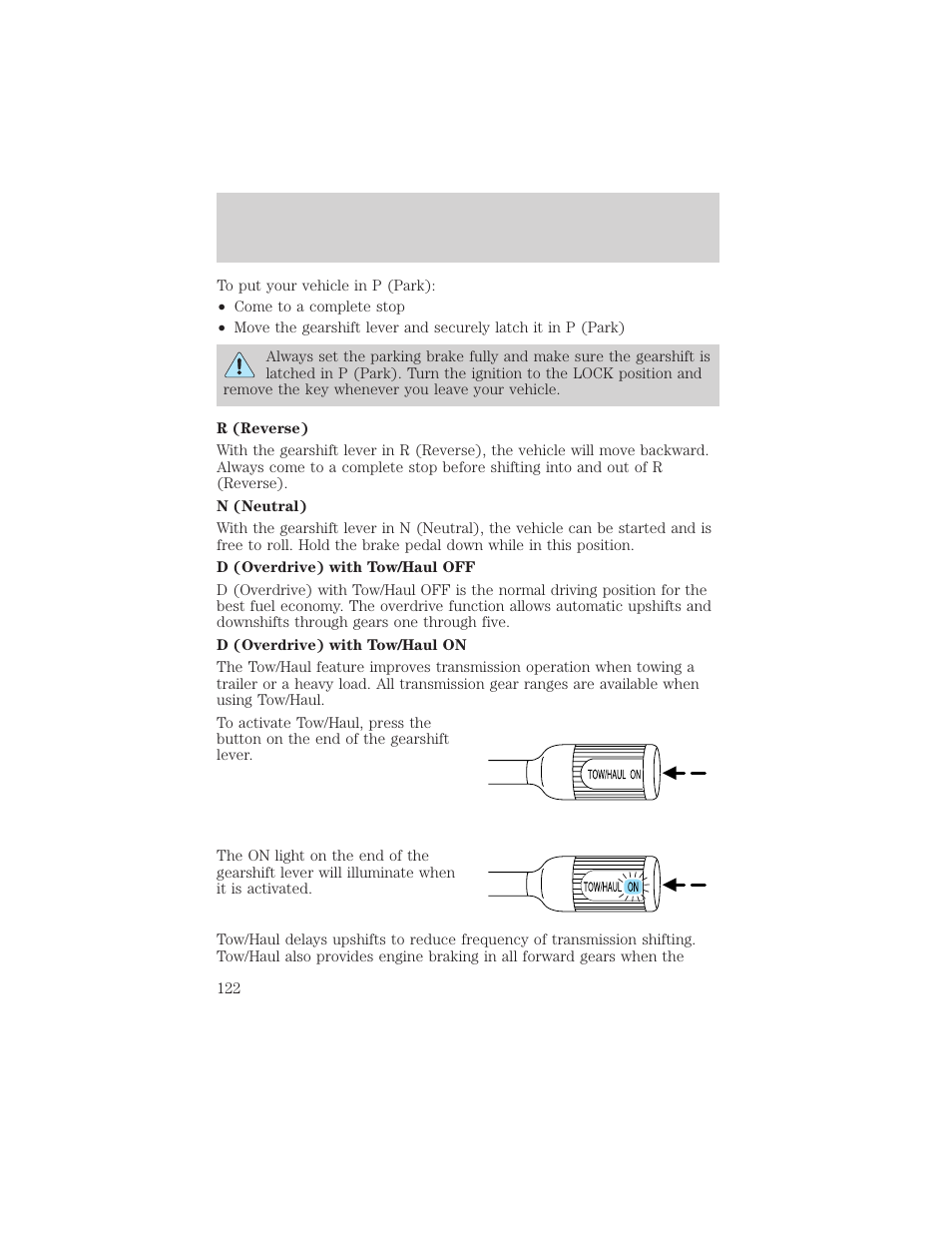 Driving | FORD 2003 F-550 v.3 User Manual | Page 122 / 280