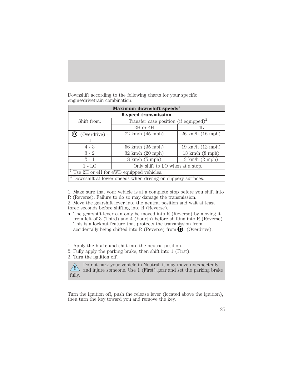 Driving | FORD 2003 F-550 v.3 User Manual | Page 125 / 280