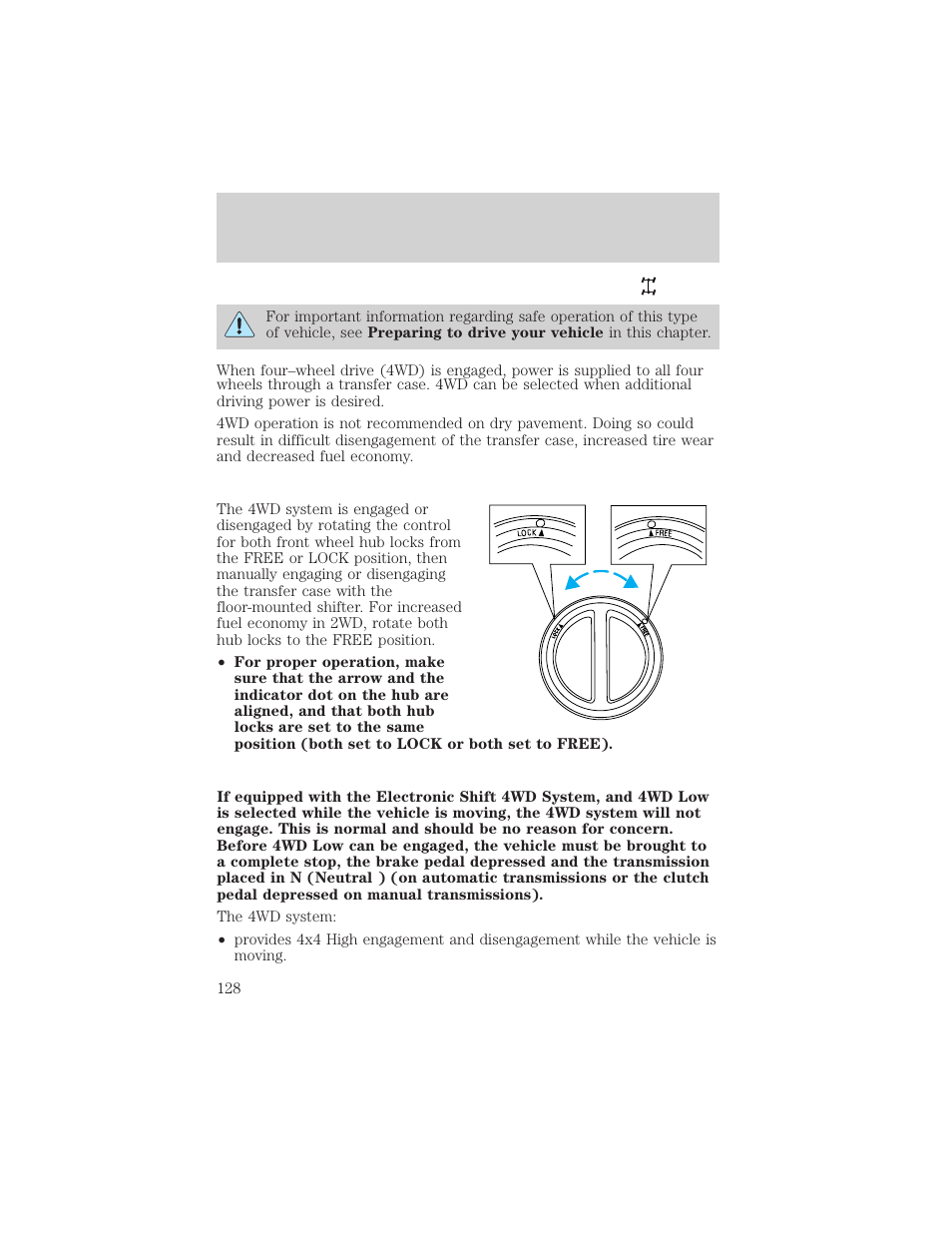 Driving | FORD 2003 F-550 v.3 User Manual | Page 128 / 280