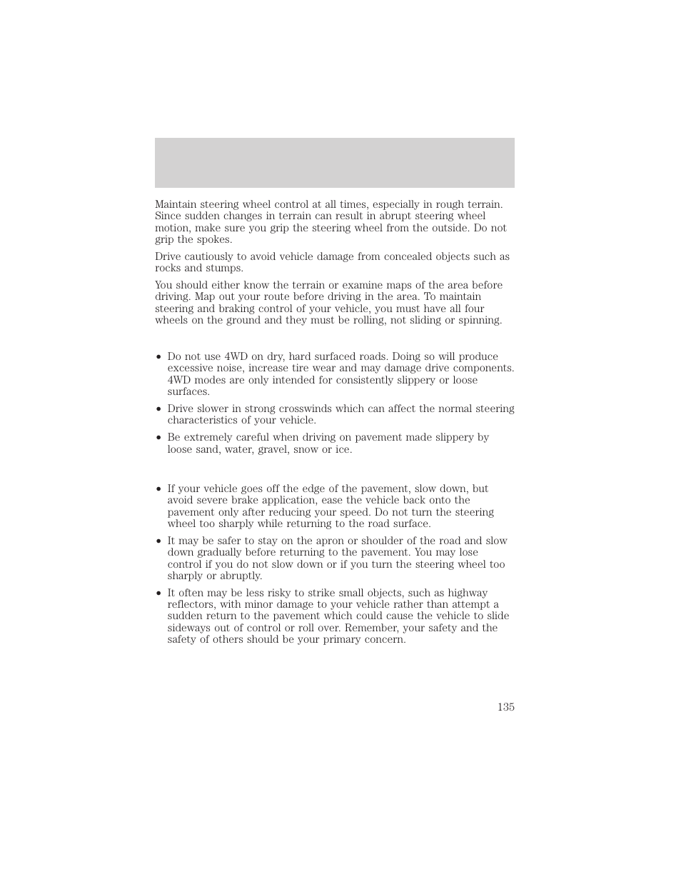 Driving | FORD 2003 F-550 v.3 User Manual | Page 135 / 280
