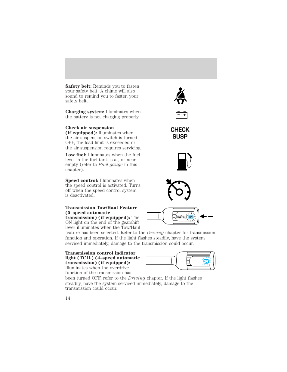 Instrument cluster | FORD 2003 F-550 v.3 User Manual | Page 14 / 280