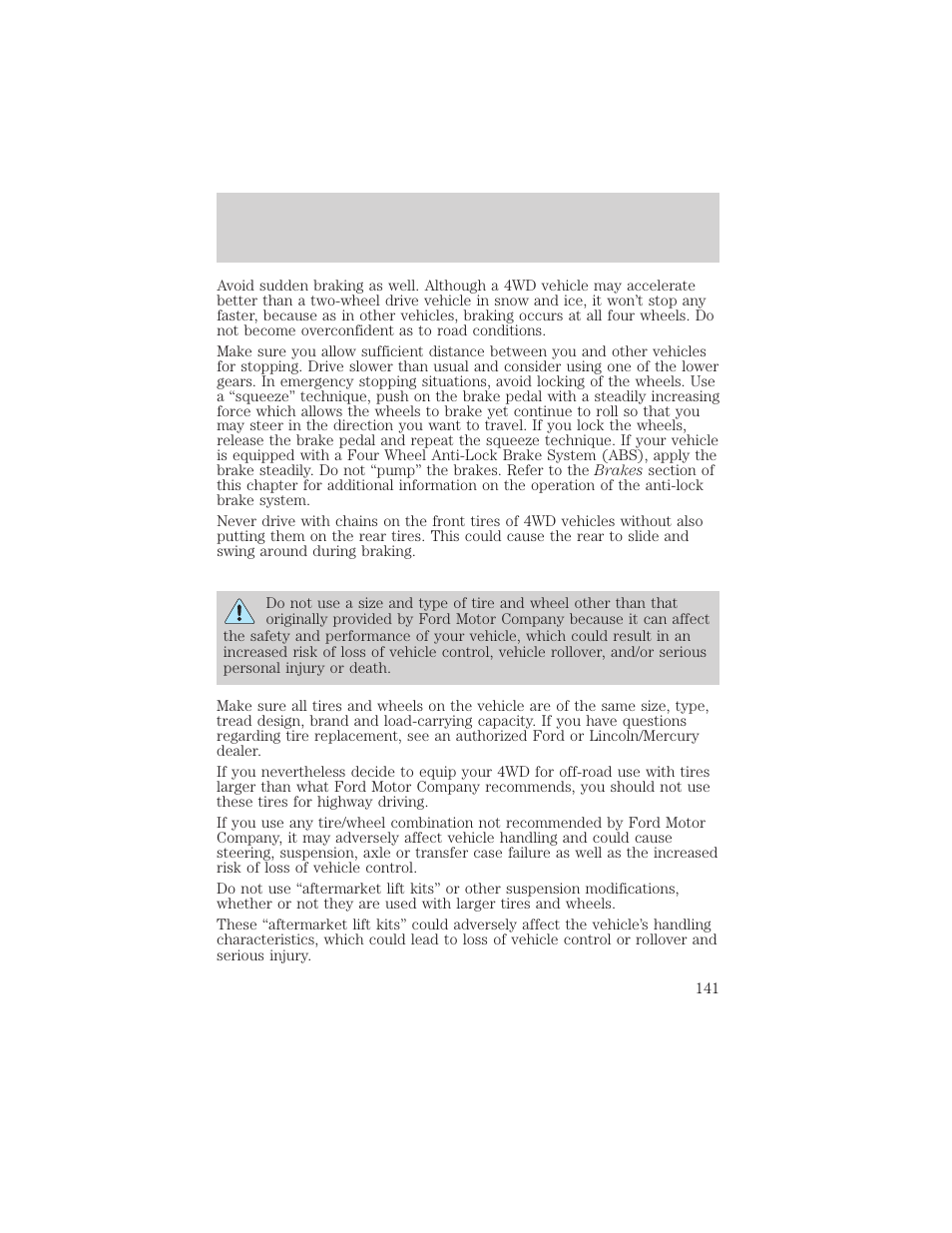 Driving | FORD 2003 F-550 v.3 User Manual | Page 141 / 280