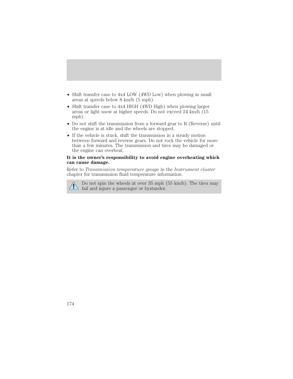 Driving | FORD 2003 F-550 v.3 User Manual | Page 174 / 280
