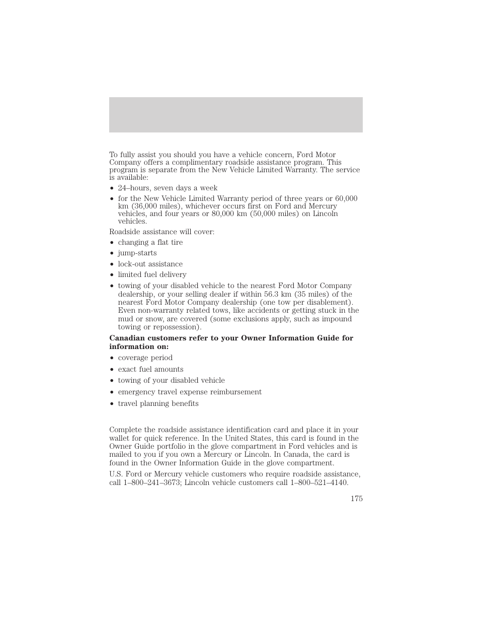 Roadside emergencies | FORD 2003 F-550 v.3 User Manual | Page 175 / 280