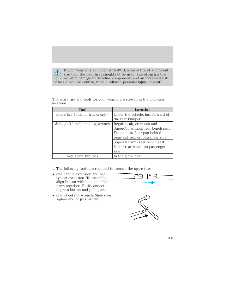 Roadside emergencies | FORD 2003 F-550 v.3 User Manual | Page 183 / 280