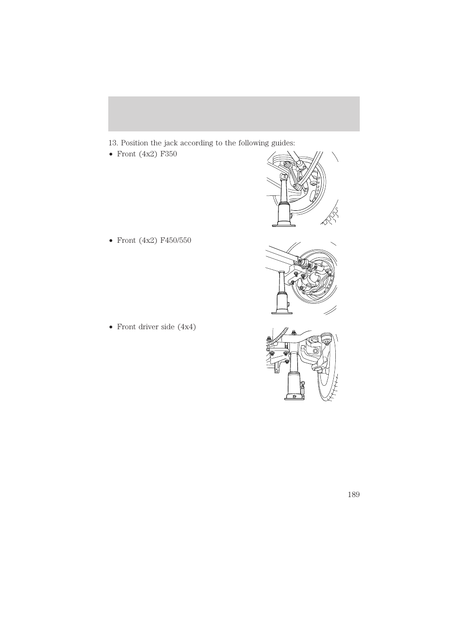 Roadside emergencies | FORD 2003 F-550 v.3 User Manual | Page 189 / 280