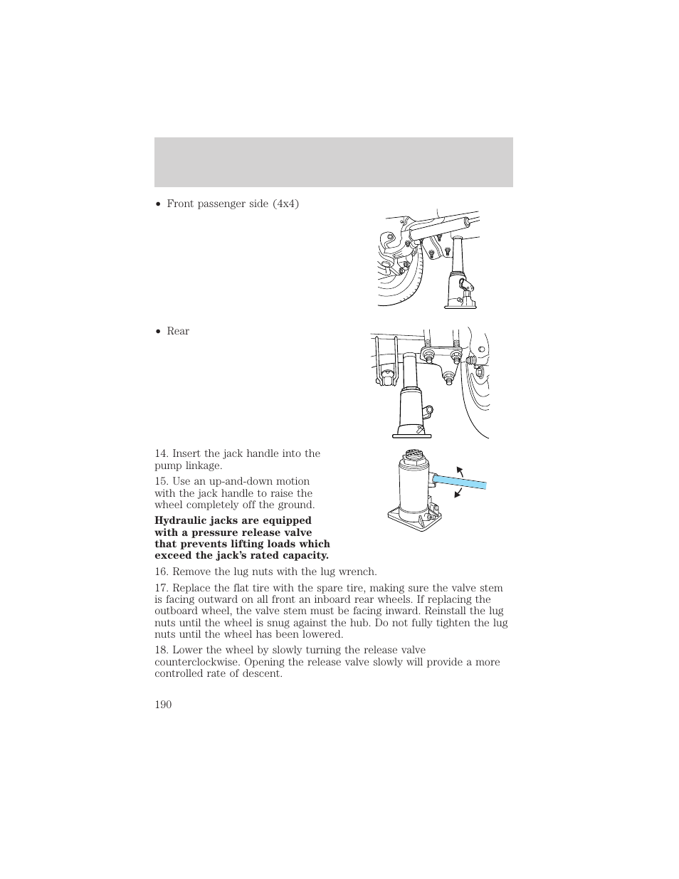 Roadside emergencies | FORD 2003 F-550 v.3 User Manual | Page 190 / 280