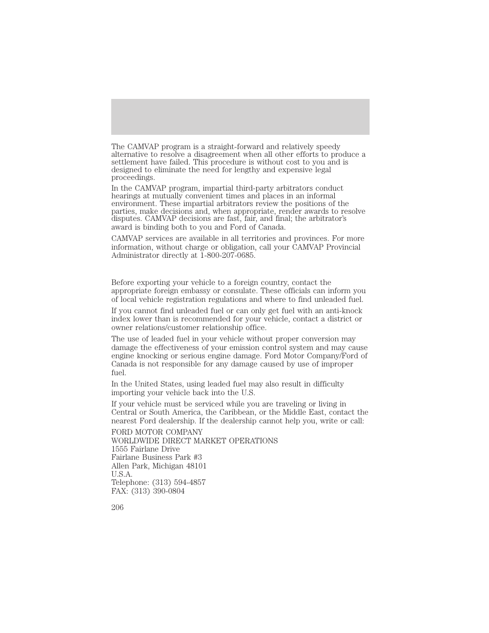 Customer assistance | FORD 2003 F-550 v.3 User Manual | Page 206 / 280