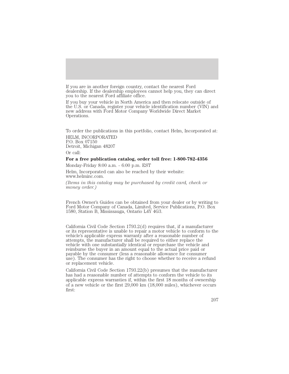 Customer assistance | FORD 2003 F-550 v.3 User Manual | Page 207 / 280