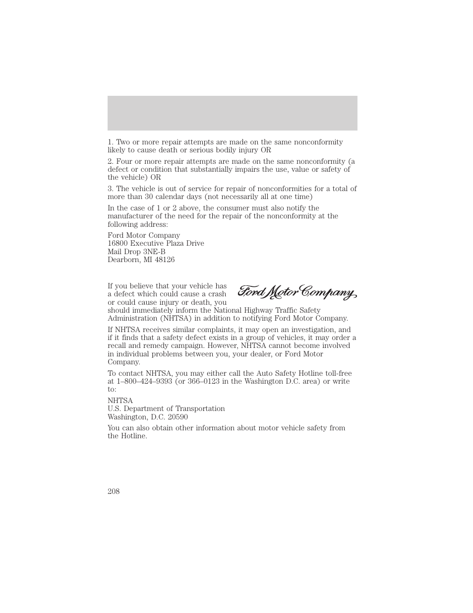 Customer assistance | FORD 2003 F-550 v.3 User Manual | Page 208 / 280