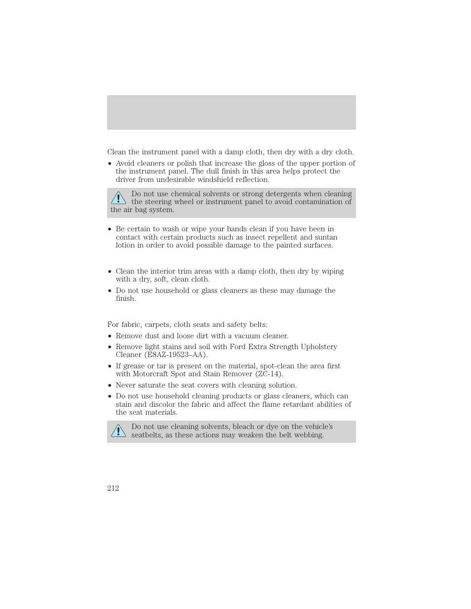Cleaning | FORD 2003 F-550 v.3 User Manual | Page 212 / 280