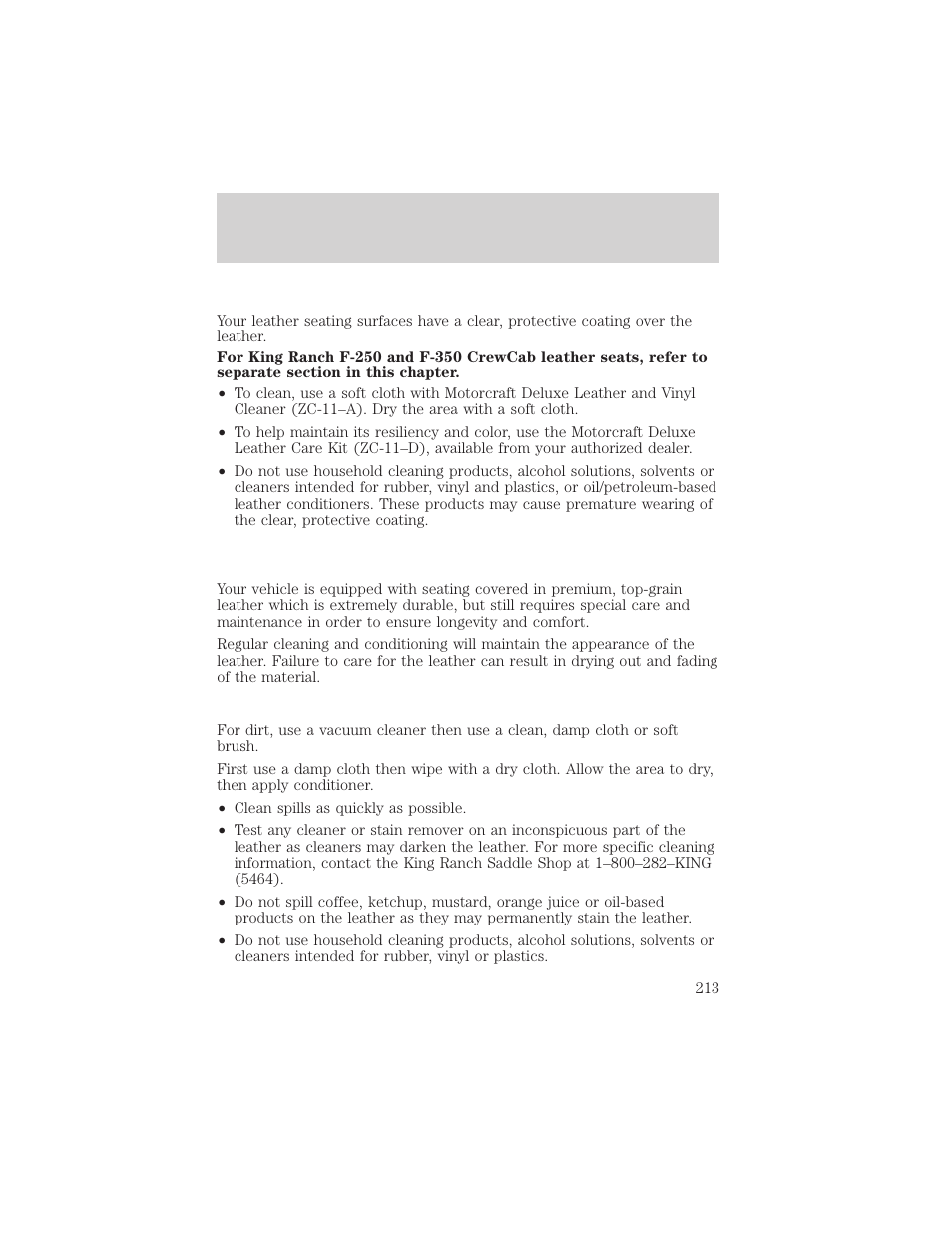 Cleaning | FORD 2003 F-550 v.3 User Manual | Page 213 / 280