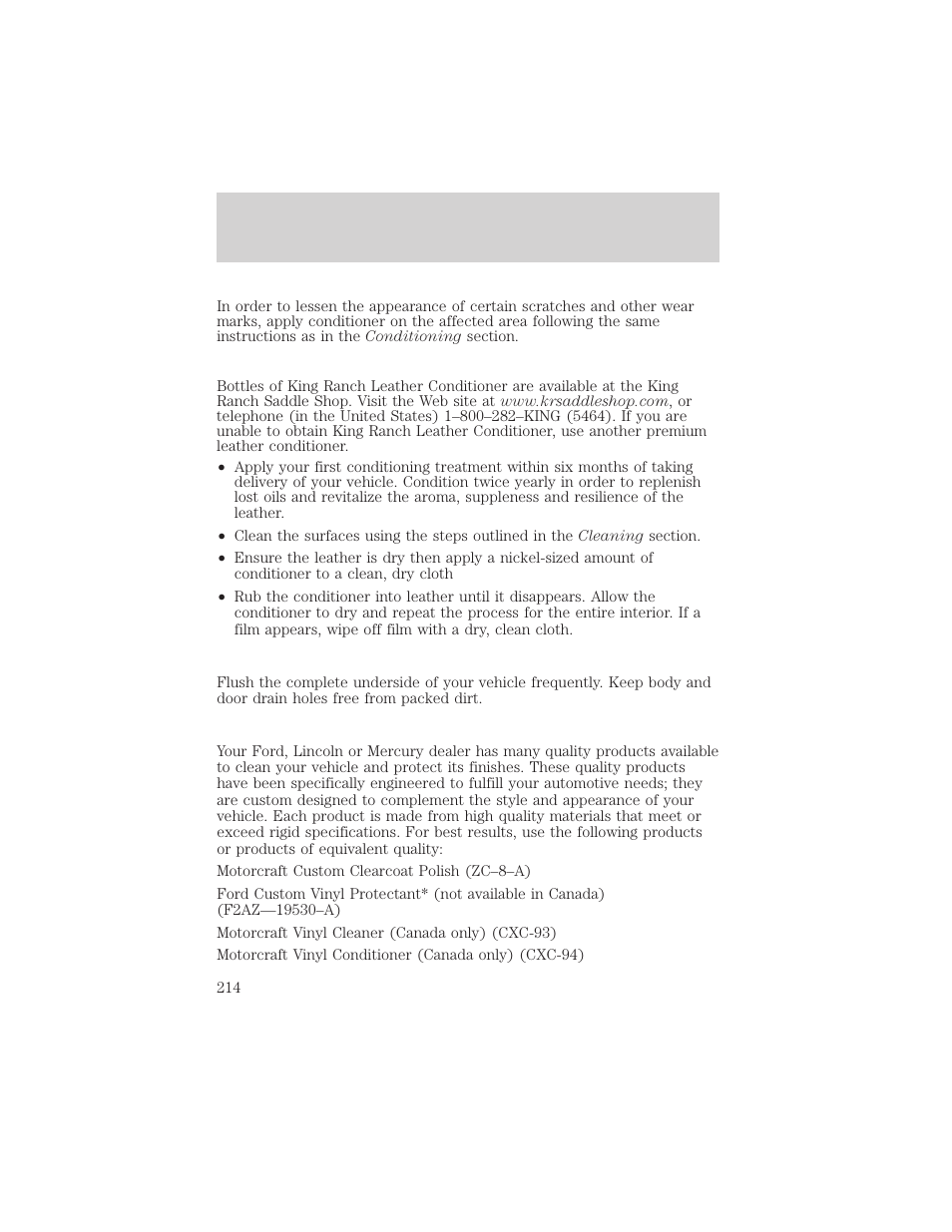 Cleaning | FORD 2003 F-550 v.3 User Manual | Page 214 / 280