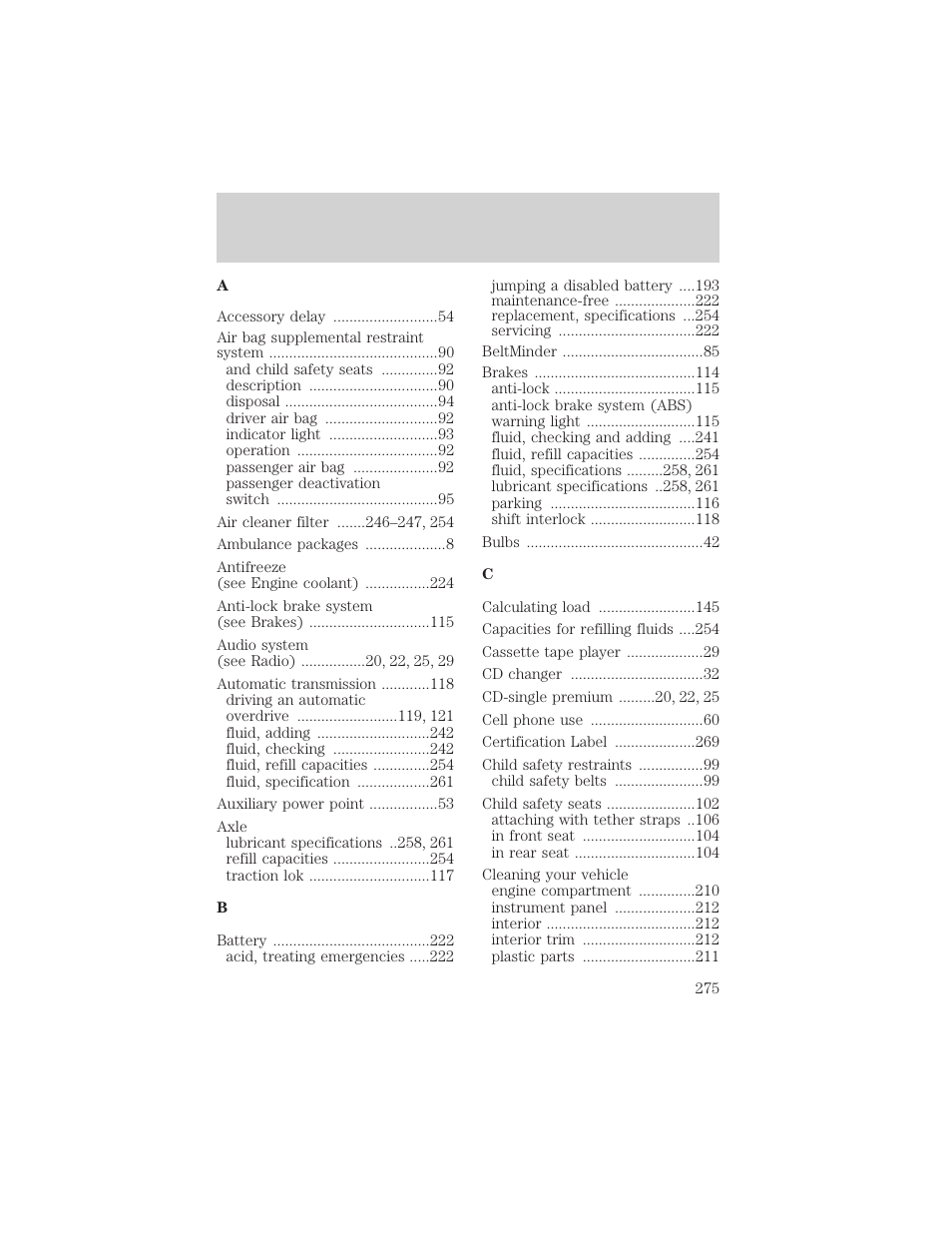 Index | FORD 2003 F-550 v.3 User Manual | Page 275 / 280