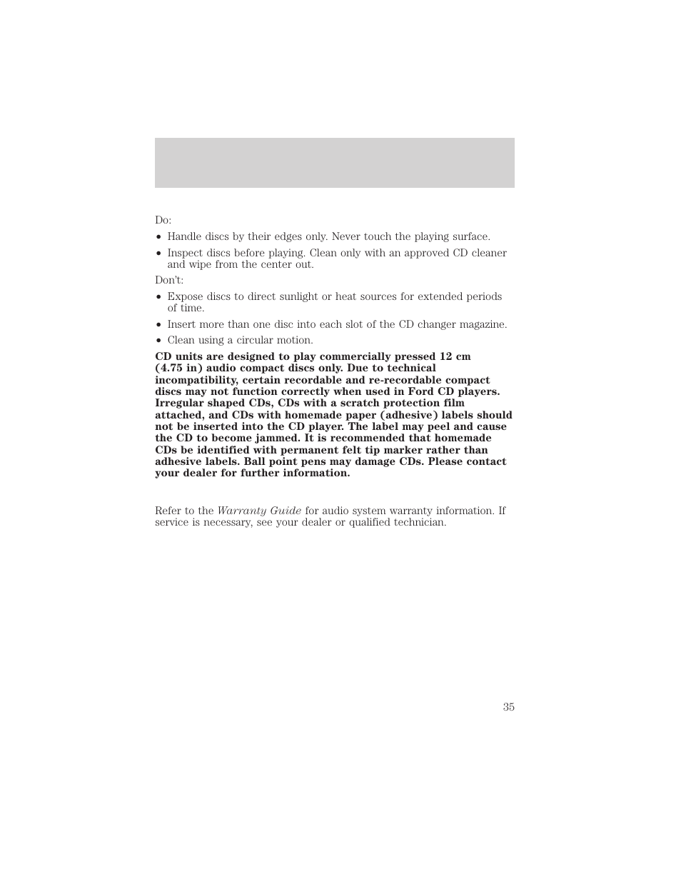 Entertainment systems | FORD 2003 F-550 v.3 User Manual | Page 35 / 280
