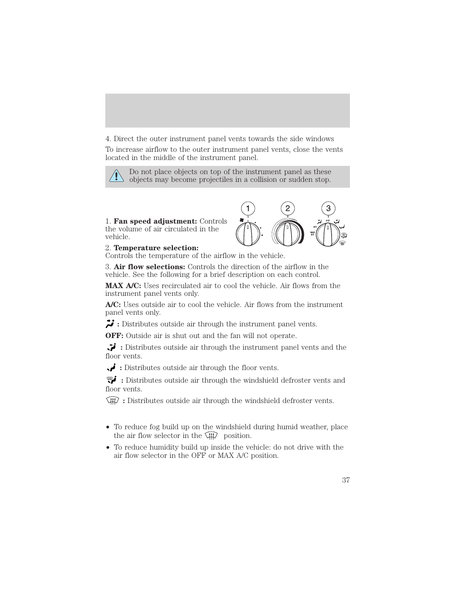 Climate controls | FORD 2003 F-550 v.3 User Manual | Page 37 / 280