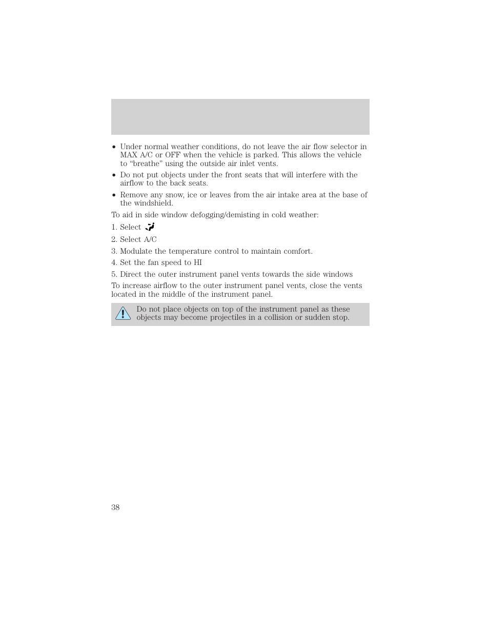 Climate controls | FORD 2003 F-550 v.3 User Manual | Page 38 / 280