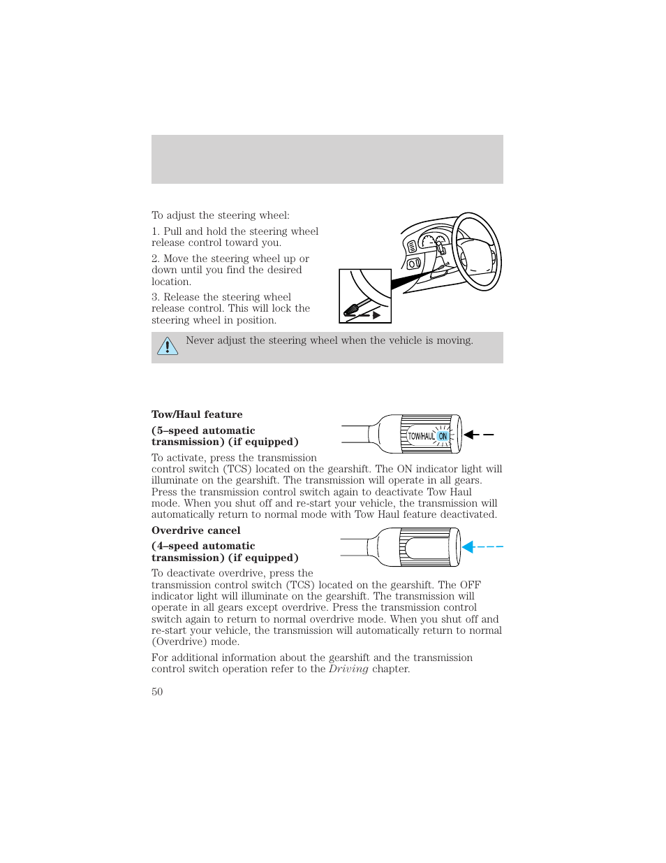 Driver controls | FORD 2003 F-550 v.3 User Manual | Page 50 / 280